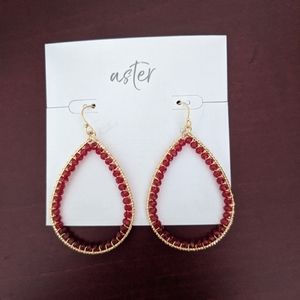 Red Beaded Teardrop Earrings